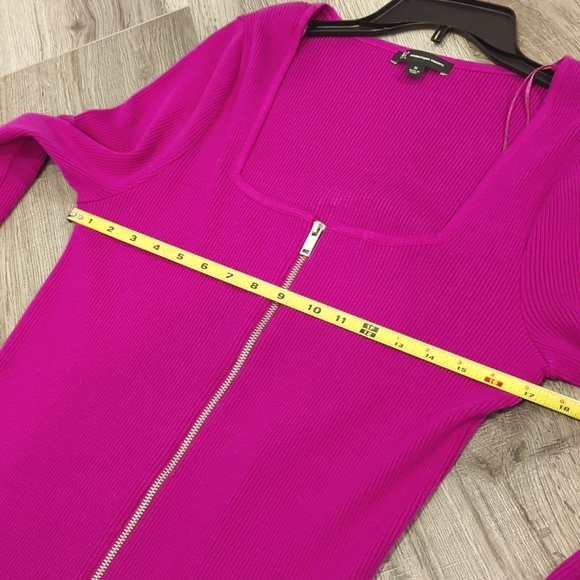 INC Ribbed Square Neck Full Zip Sweater - Picture 5 of 7